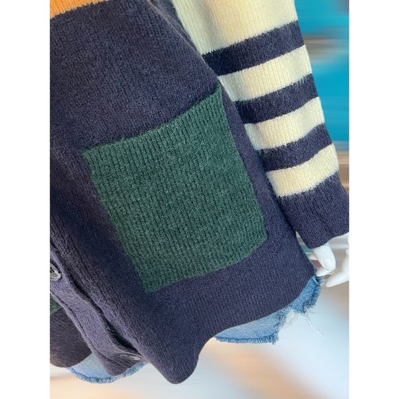 HEM & THREAD Beautiful color block button front cardigan S M L - Picture 7 of 7